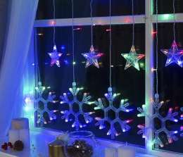 Гирлянда-бахрома Luazon 2,4х0,9м Снежинки 150Led 8реж мультицвет
