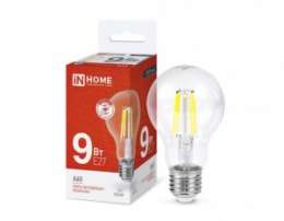Лампа inHome deco шар А60  9W Е27 4000К филамент