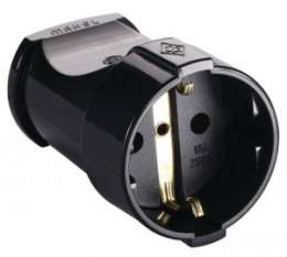 Штепсель MAKEL 16А с/з черный