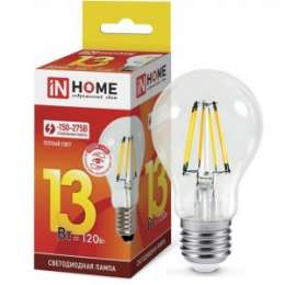 Лампа inHome deco шар А60 13W Е27 3000К филамент