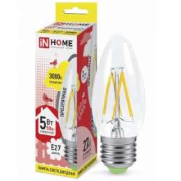 Лампа inHome deco свеча C37 5W Е27 3000К филамент